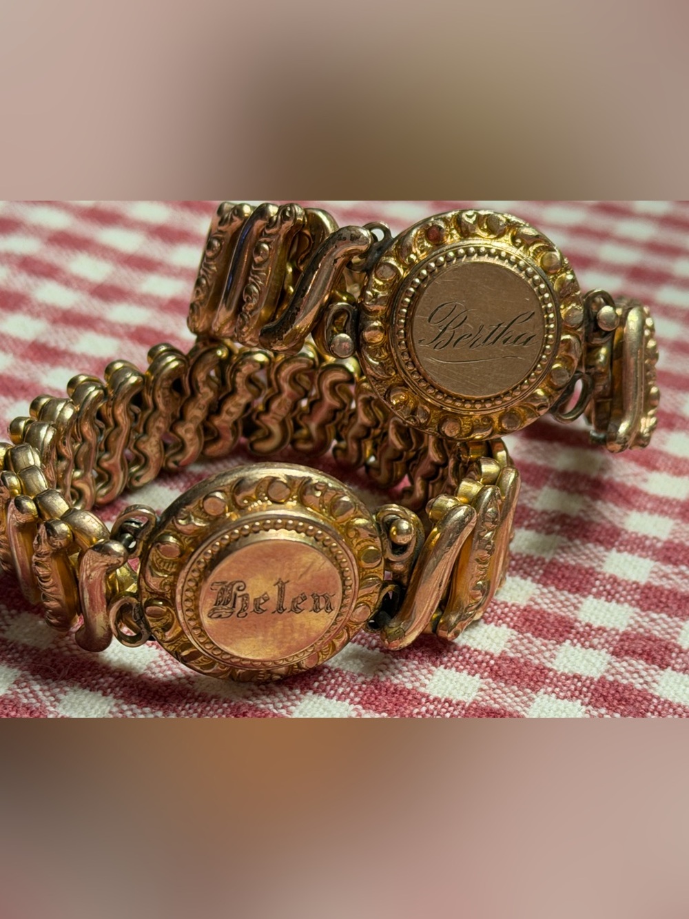 Two As Sweetheart WWI LSF Engraved Gold-Tone Bracelet